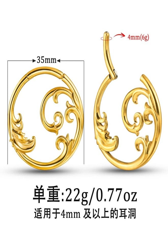 Earblity 1 Pair ear weight Waves gauges 22gram for ear lobe in 4mm/6g Ear Tunnels Plugs 316 Stainless Steel Gold Earrings Weight Plugs Hypoallergenic expander Piercing Body Jewelry - Image 2